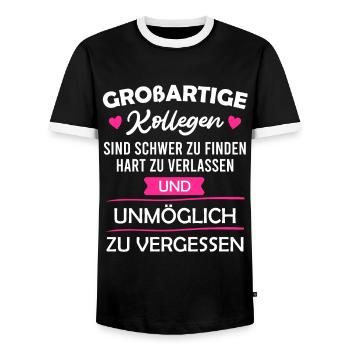 Kollege Abschied Jobwechsel Arbeitswechsel - Männer Kontrast-T-Shirt - Schwarz/Weiß - Vorne - AI Model Female 172 light (172cm) & AI Model Male 178 light (178cm)