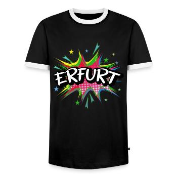 Erfurt, Allemagne, ville, Pop Art, Bande dessinée - T-shirt contrasté Homme - noir/blanc - Devant - AI Model Female 172 light (172cm) & AI Model Male 178 light (178cm)