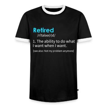 Rentner Definition Ruhgestand Renteneintritt - Männer Kontrast-T-Shirt - Schwarz/Weiß - Vorne - AI Model Female 172 light (172cm) & AI Model Male 178 light (178cm)