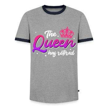 La reine prend sa retraite - T-shirt contrasté Homme - gris/marine  - Devant - AI Model Female 172 light (172cm) & AI Model Male 178 light (178cm)