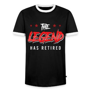 The Legend has retired retired retirement - Men's Ringer Shirt - black/white - Front - AI Model Female 172 light (172cm) & AI Model Male 178 light (178cm)