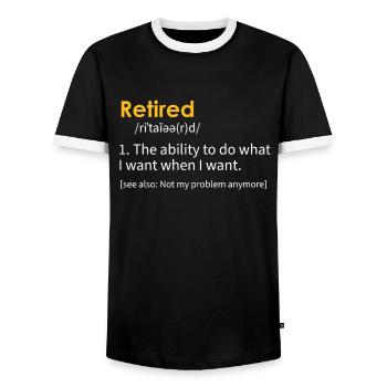 Rentner Definition Ruhgestand Renteneintritt - Männer Kontrast-T-Shirt - Schwarz/Weiß - Vorne - AI Model Female 172 light (172cm) & AI Model Male 178 light (178cm)