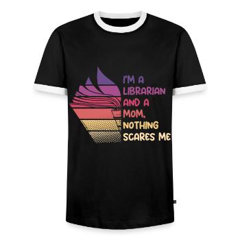 Mother librarian and mom - Männer Kontrast-T-Shirt - Schwarz/Weiß - Vorne - AI Model Female 172 light (172cm) & AI Model Male 178 light (178cm)