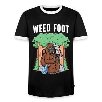 Marijuana Bigfoot Weed - Men's Ringer Shirt - black/white - Front - AI Model Female 172 light (172cm) & AI Model Male 178 light (178cm)