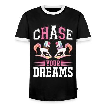 Live your dreams Unicorn - Men's Ringer Shirt - black/white - Front - AI Model Female 172 light (172cm) & AI Model Male 178 light (178cm)