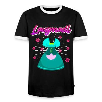 Dirndl Ersatz Lausmadl Damen Trachten - Männer Kontrast-T-Shirt - Schwarz/Weiß - Vorne - AI Model Female 172 light (172cm) & AI Model Male 178 light (178cm)
