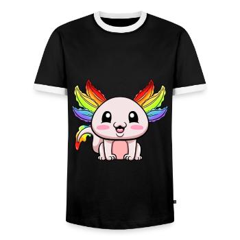 Axolotl LGBTQ Gay Pride Drapeau arc-en-ciel LGBT - T-shirt contrasté Homme - noir/blanc - Devant - AI Model Female 172 light (172cm) & AI Model Male 178 light (178cm)