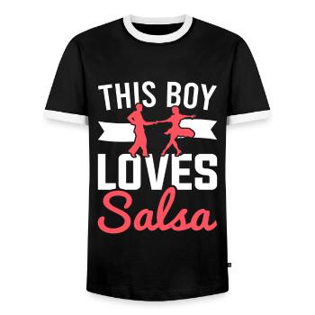 Danse latine Ce garçon aime la salsa - T-shirt contrasté Homme - noir/blanc - Devant - AI Model Female 172 light (172cm) & AI Model Male 178 light (178cm)