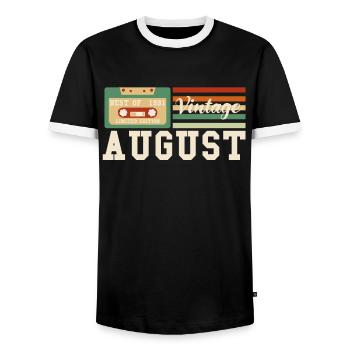 31ème anniversaire Août né 1991 Idée cadeau - T-shirt contrasté Homme - noir/blanc - Devant - AI Model Female 172 light (172cm) & AI Model Male 178 light (178cm)