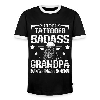 Tattooed badass Grandpa - Männer Kontrast-T-Shirt - Schwarz/Weiß - Vorne - AI Model Female 172 light (172cm) & AI Model Male 178 light (178cm)