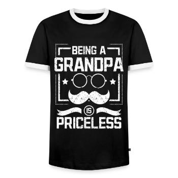 Being a grandpa is priceless - Men's Ringer Shirt - black/white - Front - AI Model Female 172 light (172cm) & AI Model Male 178 light (178cm)