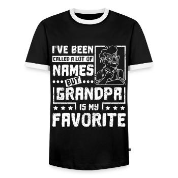 Grandpa is my favorite name - Men's Ringer Shirt - black/white - Front - AI Model Female 172 light (172cm) & AI Model Male 178 light (178cm)