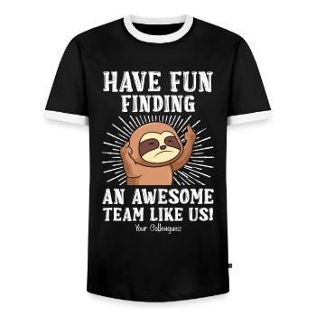 Job change colleague Farewell new job - Men's Ringer Shirt - black/white - Front - AI Model Female 172 light (172cm) & AI Model Male 178 light (178cm)