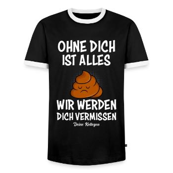 Jobwechsel Abschied Kollege Ruhestand - Männer Kontrast-T-Shirt - Schwarz/Weiß - Vorne - AI Model Female 172 light (172cm) & AI Model Male 178 light (178cm)