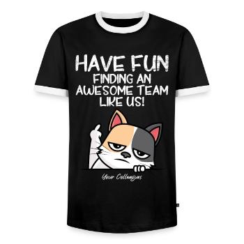 Job change colleague Farewell new job - Men's Ringer Shirt - black/white - Front - AI Model Female 172 light (172cm) & AI Model Male 178 light (178cm)