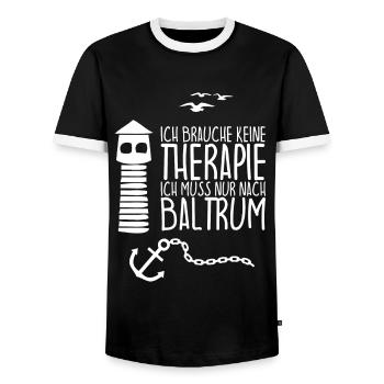 I don't need therapy just have to go to BALTRUM - Men's Ringer Shirt - black/white - Front - AI Model Female 172 light (172cm) & AI Model Male 178 light (178cm)