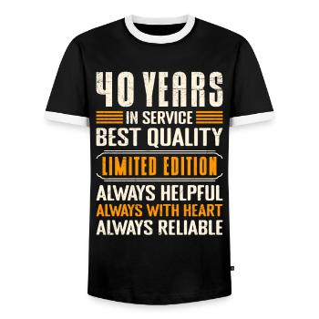 Service anniversary 40 years of work Company anniversary - Men's Ringer Shirt - black/white - Front - AI Model Female 172 light (172cm) & AI Model Male 178 light (178cm)