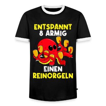 Entspannt achtarmig einen reinorgeln Saufen Party - Männer Kontrast-T-Shirt - Schwarz/Weiß - Vorne - AI Model Female 172 light (172cm) & AI Model Male 178 light (178cm)