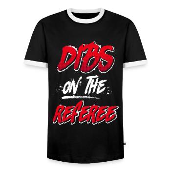 Dibs on the Referee Schiedsrichter - Männer Kontrast-T-Shirt - Schwarz/Weiß - Vorne - AI Model Female 172 light (172cm) & AI Model Male 178 light (178cm)