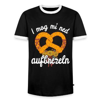I mog mi ned Aufbrezeln Volksfest Trachten Dirndl - T-shirt contrasté Homme - noir/blanc - Devant - AI Model Female 172 light (172cm) & AI Model Male 178 light (178cm)