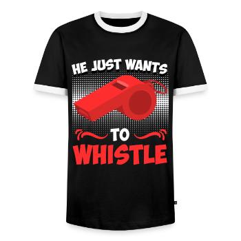 Il ne fait rien qu’il veuille juste siffler l’arbitre - T-shirt contrasté Homme - noir/blanc - Devant - AI Model Female 172 light (172cm) & AI Model Male 178 light (178cm)
