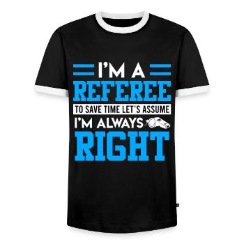 I am the referee - Men's Ringer Shirt - black/white - Front - AI Model Female 172 light (172cm) & AI Model Male 178 light (178cm)