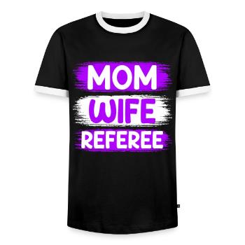 Maman Épouse Arbitre Mère Femme Arbitre - T-shirt contrasté Homme - noir/blanc - Devant - AI Model Female 172 light (172cm) & AI Model Male 178 light (178cm)