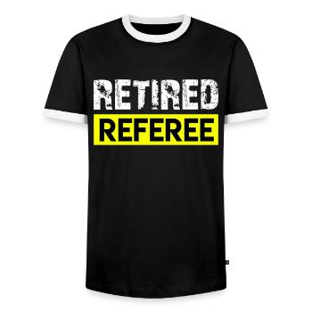Arbitres retraités Arbitres retraités Arbitres - T-shirt contrasté Homme - noir/blanc - Devant - AI Model Female 172 light (172cm) & AI Model Male 178 light (178cm)