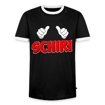 Schiri Schiedsrichter - Männer Kontrast-T-Shirt - Schwarz/Weiß - Vorne - AI Model Female 172 light (172cm) & AI Model Male 178 light (178cm)