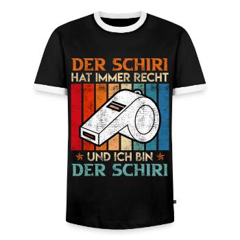 Der Schiri hat immer Recht und ich bin der - Männer Kontrast-T-Shirt - Schwarz/Weiß - Vorne - AI Model Female 172 light (172cm) & AI Model Male 178 light (178cm)