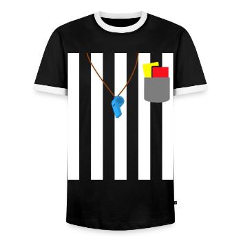Tenue d’arbitre Devise Party Shiri - T-shirt contrasté Homme - noir/blanc - Devant - AI Model Female 172 light (172cm) & AI Model Male 178 light (178cm)