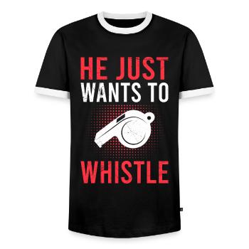 Il ne fait rien qu’il veuille juste siffler l’arbitre - T-shirt contrasté Homme - noir/blanc - Devant - AI Model Female 172 light (172cm) & AI Model Male 178 light (178cm)