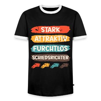 Stark Attraktiv Furchtlos Schiedsrichter - Männer Kontrast-T-Shirt - Schwarz/Weiß - Vorne - AI Model Female 172 light (172cm) & AI Model Male 178 light (178cm)