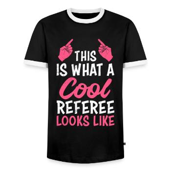 So sieht eine coole Schiedsrichterin aus - Männer Kontrast-T-Shirt - Schwarz/Weiß - Vorne - AI Model Female 172 light (172cm) & AI Model Male 178 light (178cm)