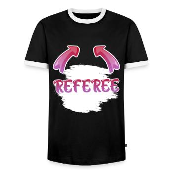 Arbitre - T-shirt contrasté Homme - noir/blanc - Devant - AI Model Female 172 light (172cm) & AI Model Male 178 light (178cm)