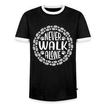 Never go alone - Men's Ringer Shirt - black/white - Front - AI Model Female 172 light (172cm) & AI Model Male 178 light (178cm)