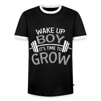 Réveillez-vous garçon il est temps de grandir - T-shirt contrasté Homme - noir/blanc - Devant - AI Model Female 172 light (172cm) & AI Model Male 178 light (178cm)