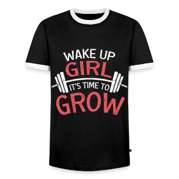 Women Girl it's time to grow gym - Men's Ringer Shirt - black/white - Front - AI Model Female 172 light (172cm) & AI Model Male 178 light (178cm)
