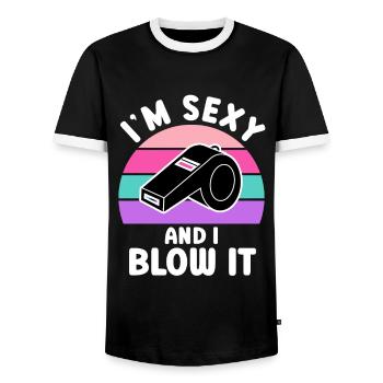 Je suis sexy et je le souffle SChiedsrichterin - T-shirt contrasté Homme - noir/blanc - Devant - AI Model Female 172 light (172cm) & AI Model Male 178 light (178cm)