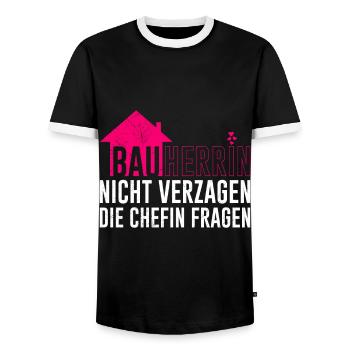 Bauherrin Chefin fragen Eigenheim Bauherrin - Männer Kontrast-T-Shirt - Schwarz/Weiß - Vorne - AI Model Female 172 light (172cm) & AI Model Male 178 light (178cm)