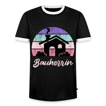 Eigenheim Bauherrin - Männer Kontrast-T-Shirt - Schwarz/Weiß - Vorne - AI Model Female 172 light (172cm) & AI Model Male 178 light (178cm)