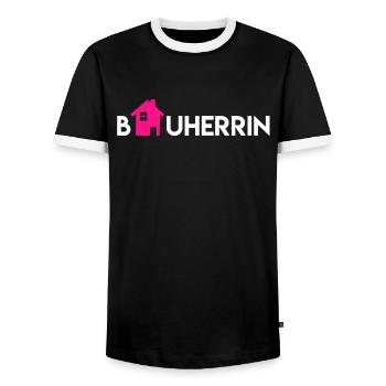Bauherr Richtfest - Männer Kontrast-T-Shirt - Schwarz/Weiß - Vorne - AI Model Female 172 light (172cm) & AI Model Male 178 light (178cm)