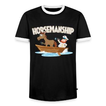 Horsemanship für Reiter und Pferd - Männer Kontrast-T-Shirt - Schwarz/Weiß - Vorne - AI Model Female 172 light (172cm) & AI Model Male 178 light (178cm)