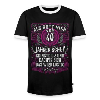 Als Gott mich vor 40 Jahren schuf 40. Geburtstag - Männer Kontrast-T-Shirt - Schwarz/Weiß - Vorne - AI Model Female 172 light (172cm) & AI Model Male 178 light (178cm)