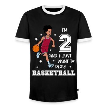 Boy plays basketball - I'm 2 - Men's Ringer Shirt - black/white - Front - AI Model Female 172 light (172cm) & AI Model Male 178 light (178cm)
