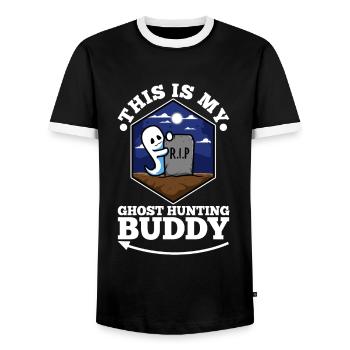 C’est mon copain de chasse aux fantômes - T-shirt contrasté Homme - noir/blanc - Devant - AI Model Female 172 light (172cm) & AI Model Male 178 light (178cm)
