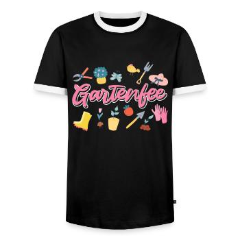 Gartenfee Gärtnerin Landschaftsbauerin Damen - Männer Kontrast-T-Shirt - Schwarz/Weiß - Vorne - AI Model Female 172 light (172cm) & AI Model Male 178 light (178cm)