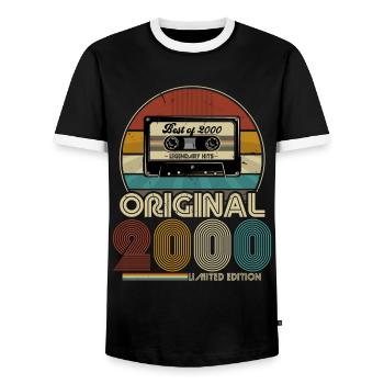 2000 Vintage Jahrgang Geburtstag Retro Geschenk - Männer Kontrast-T-Shirt - Schwarz/Weiß - Vorne - AI Model Female 172 light (172cm) & AI Model Male 178 light (178cm)