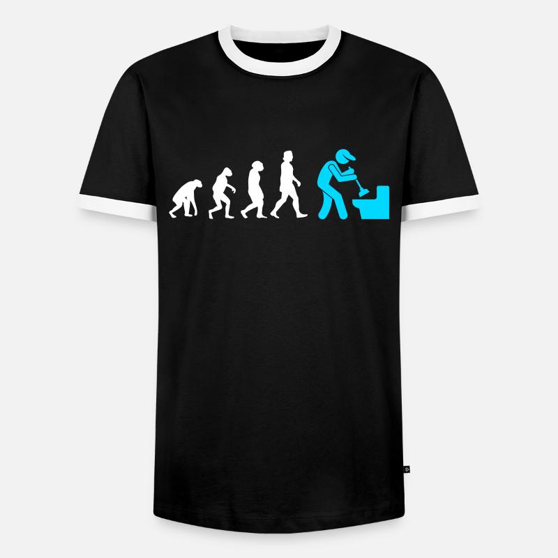 Klempner Evolution Anlagenmechaniker - Männer Kontrast-T-Shirt - Schwarz/Weiß