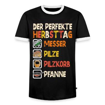 Pilze Sammeln Pilzsammler Pilzexperte Spruch - Männer Kontrast-T-Shirt - Schwarz/Weiß - Vorne - AI Model Female 172 light (172cm) & AI Model Male 178 light (178cm)